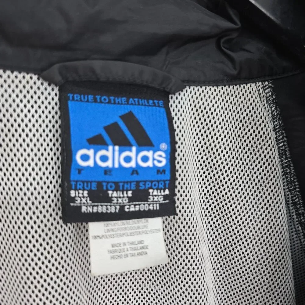 Vintage 90s Y2K Adidas Jacket Black White Windbreaker Baggy Nylon Men Size 3XL